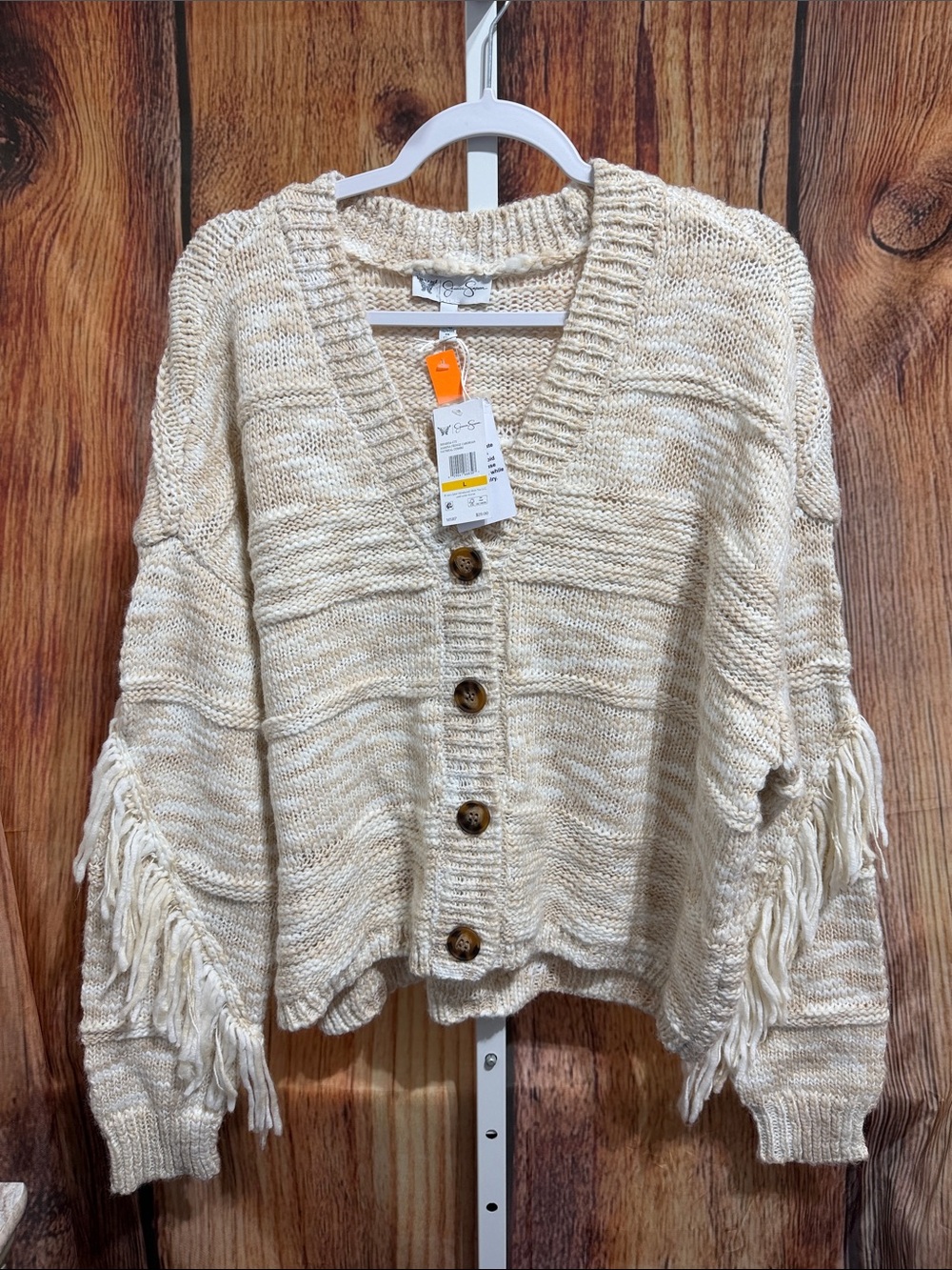 NWT! Jessica Simpson Crochet Fringe Oversized Cardigan Sweater Size L